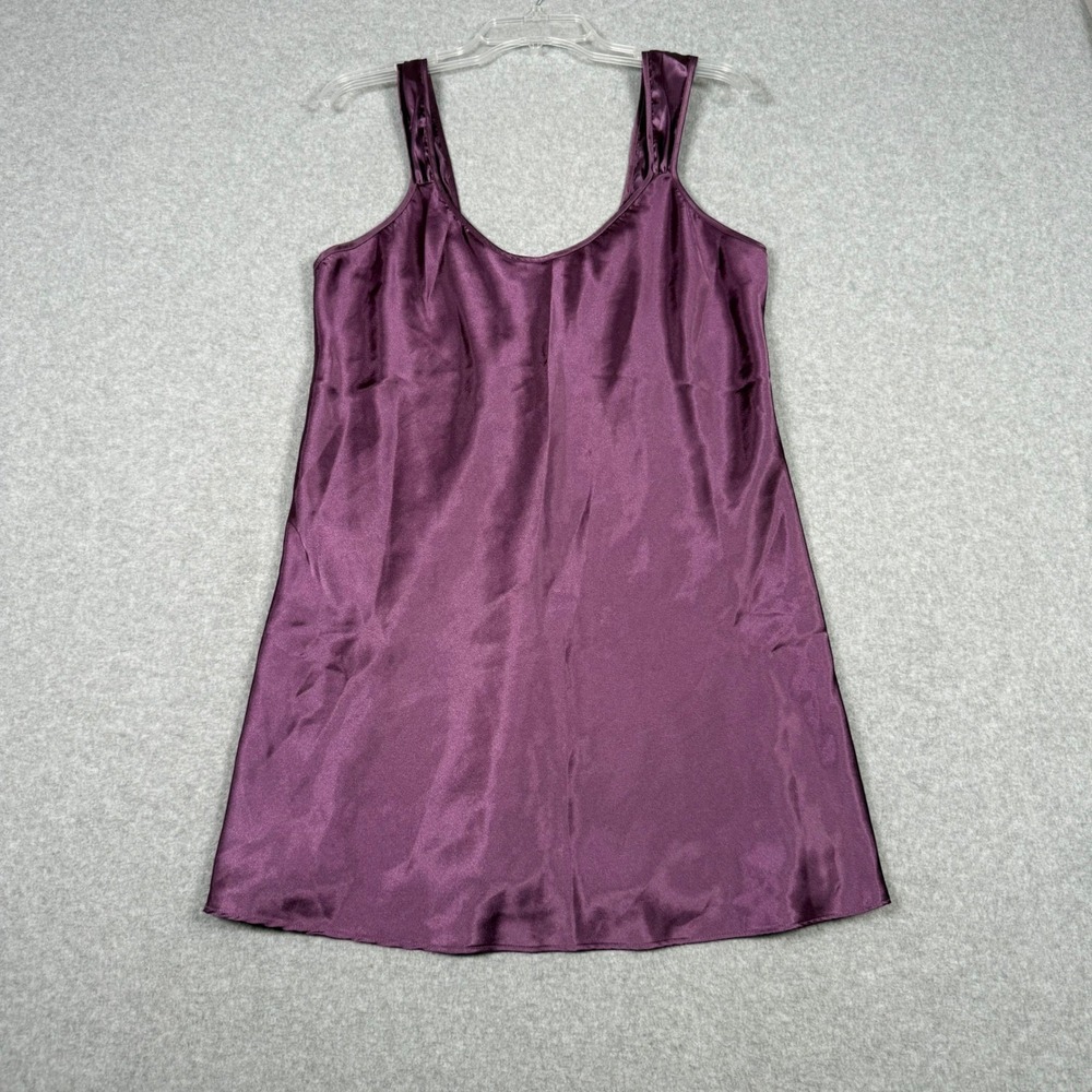 LA Intimates Vintage 80s Purple Satin Chemise Nightgown Slip Dress Medium Grunge